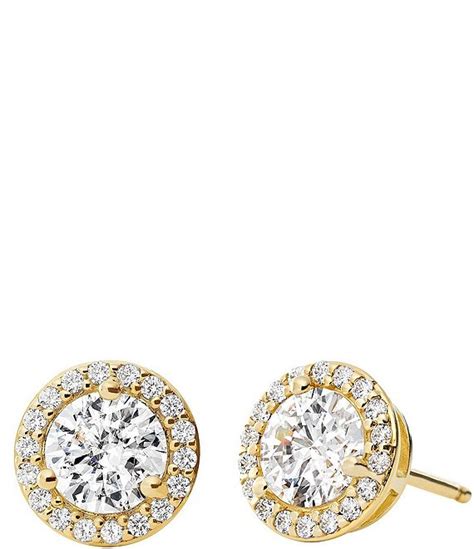 michael kors gold logo earrings|Michael Kors halo stud earrings.